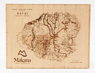 Makana Kauai Hawaiian Islands Hawaii Territory Survey Wood Map Wall Decor