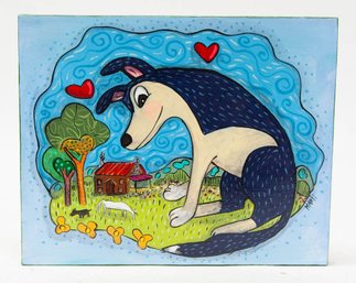 Blue Dog Happy Art By Marti McGinnis