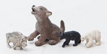 Pewter Bison, Rubber Polar Bears And Howling Wolf Miniatures