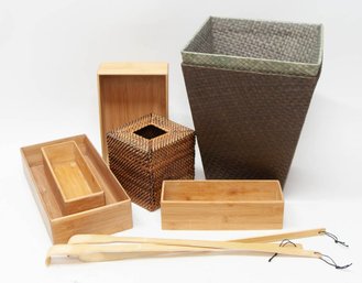 Back Scratchers, Woven Trash Cans And Bamboo Drawer Organizers