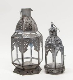 Latika Zinc Moroccon Style Tabletop Candle Lanterns