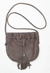 Cut N' Paste Los Angeles Grey Leather Drawstring Fringe Purse