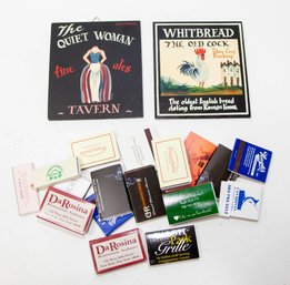 Hand Painted British Pub Signs By Mark A. Silwood And Matchbooks