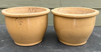 Beige Mid Sized Ceramic Outdoor Pots