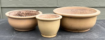Beige Outdoor Ceramic Pots (lot Of 3)