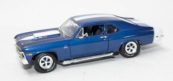 ERTL Blue And White Stripe 1969/70 Chevy Nova Ss 1/18 Scale