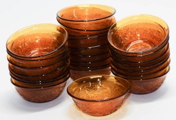 5' Indiana Glass Amber Daisy And Tiara Desert Bowls (24)