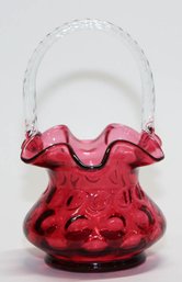 Fenton Country Cranberry Coin Dot Basket