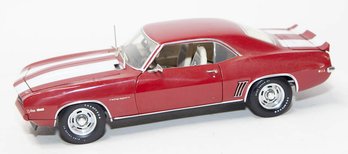 Die Cast Promotions Dark Red With White Stripes 1969 Chevy Camaro 1/18 Scale With Box