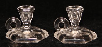 2' Heisey Clear Glass Toy Chamber Candlesticks