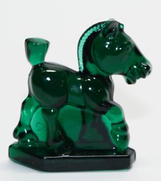 1982 Heisey Imperial Glass Emerald Green  Oscar Sparky Plug Horse