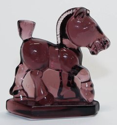 1980 Heisey Imperial Glass Amethyst Oscar Sparky Plug Horse