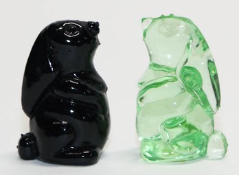 2' Viking Glass Black And Lime Green Rabbits