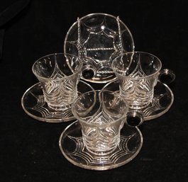 Art Deco Heisey Glass Stanhope Cups And Saucers