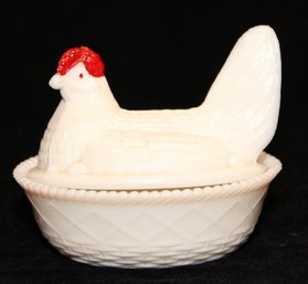 1950s Westmorland Milk Glass Hen On Nest