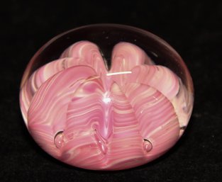 Joe St. Clair Pink And White Ribbon Waves Paperweight