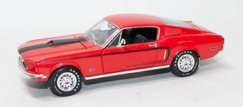 ERTL Red With Black Stripe 1968 Ford Mustang GT 1/18 Scale