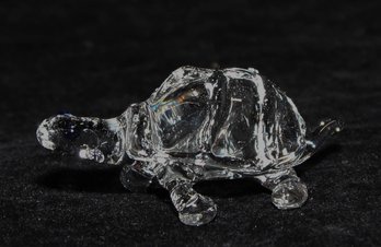 Hand Blown Clear Art Glass Turtle