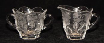 Duncan Miller First Love Etched Creamer And Sugar