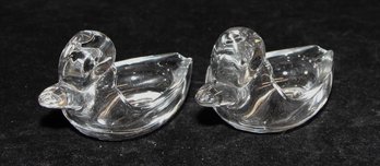 Duncan Miller Clear Glass Floating Duck Trinket Dishes