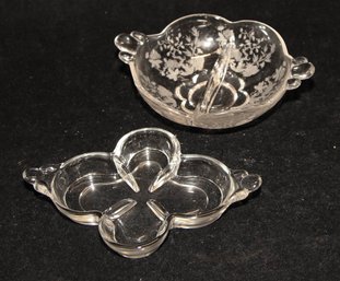 Duncan Miller Wild Rose Divided Bowl And Teardrop Condiment Dish