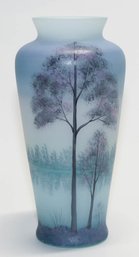 Fenton Limited Edition 1986 Handpainted Misty Morning Vase Signed With Box