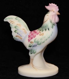 8.5' Fenton Hand Painted Ivory Satin Rooster With Box