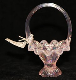 5' Fenton Miniature Pink Opalescent Basket