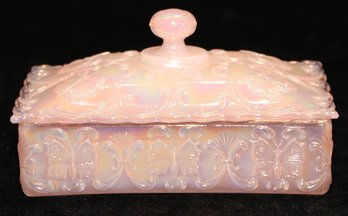 Fenton Shell Pink Iridescent  Butterfly Candy Box