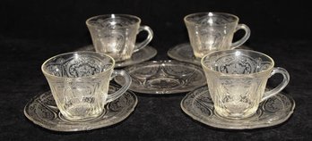 Hazel Atlas Depression Glass Royal Lace Cups And Saucers