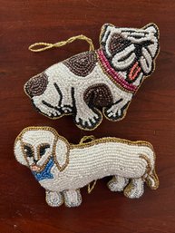 Bulldog And Poodle Beaded Ornaments