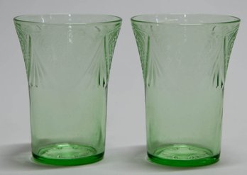 4.5' Hazel Atlas Royal Lace Uranium Glass Tumblers