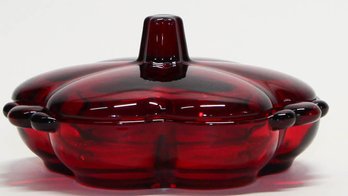 Duncan Miller Ruby Red Canterbury Covered Relish Dish