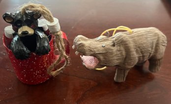 Hippo And Black Bear Ornaments