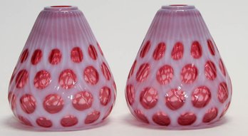 8' Fenton Cranberry Coin Dot Cone Vases