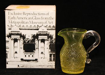 Imperial Glass By Lenox Diamond & Sunburst Yellow Pitcher With Box