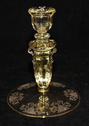 Heisey Sahara Yellow Etched Candlestick Holder