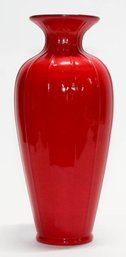 12' Large Red Ribbed Vase