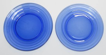 9' Hazel Atlas Moderntone Cobalt Blue Small Plates (2)