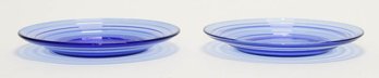 7' Hazel Atlas Moderntone Cobalt Blue Dessert Plates (2)