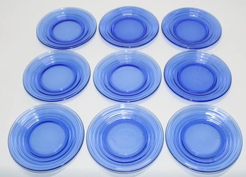 6' Hazel Atlas Moderntone Cobalt Blue Saucers (9)