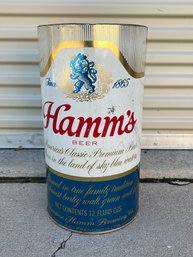 Hamms Beer Metal Ash Tray Can (missing Top)