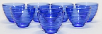 2.5' Hazel Atlas Moderntone Cobalt Blue Dessert Cups (8)