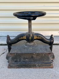 Late 19th Century Cast Iron Wheel Book Press