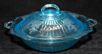 Hocking Glass Mayfair Blue Covered Dish