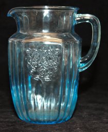 8' Hocking Glass Mayfair Blue Water Pitcher