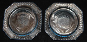 8' Hocking Glass Mayfair Blue Salad Plates (2)