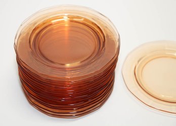 7.5' Fostoria Glass Fairfax Amber Bread Plates (16)