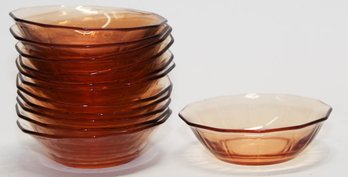 5' Fostoria Glass Fairfax Amber Dessert Bowls (12)