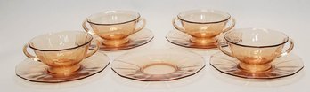 Fostoria Glass Fairfax Amber Soup Bowl And Plate